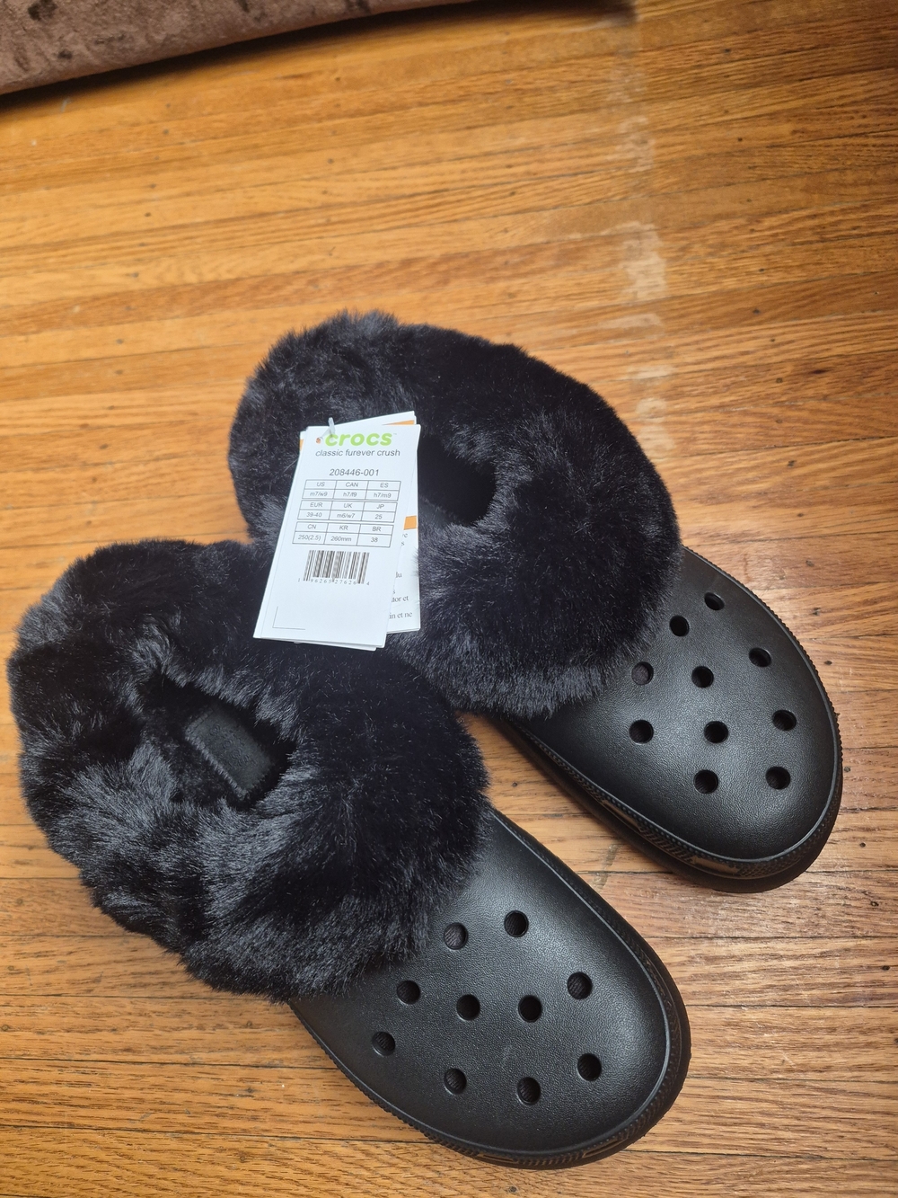 CROCS Black Faux-Fur Lined Clog Mules